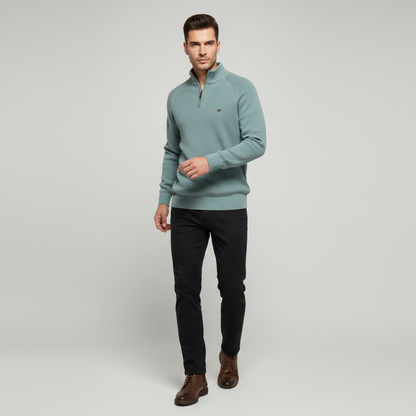 Men's Black Half-Zip Jumper | Slim Fit Knitwear
