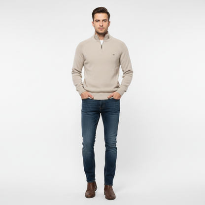 Men's Black Half-Zip Jumper | Slim Fit Knitwear