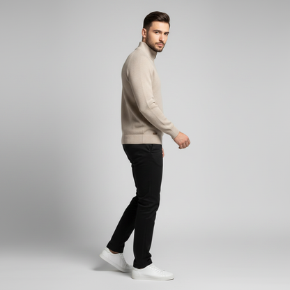 Men's Black Half-Zip Jumper | Slim Fit Knitwear
