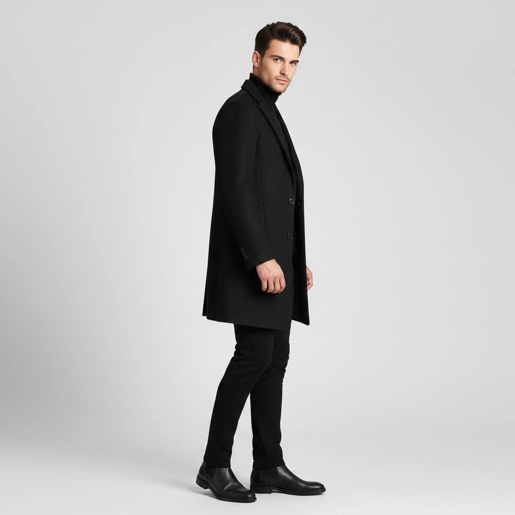 Men's Notched Lapel Overcoat | Classic Men's Coat