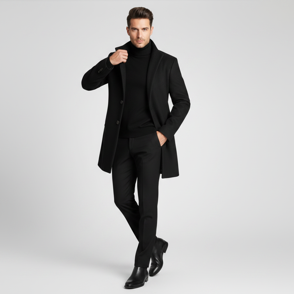 Men's Notched Lapel Overcoat | Classic Men's Coat