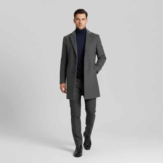 Men's Notched Lapel Overcoat | Classic Men's Coat