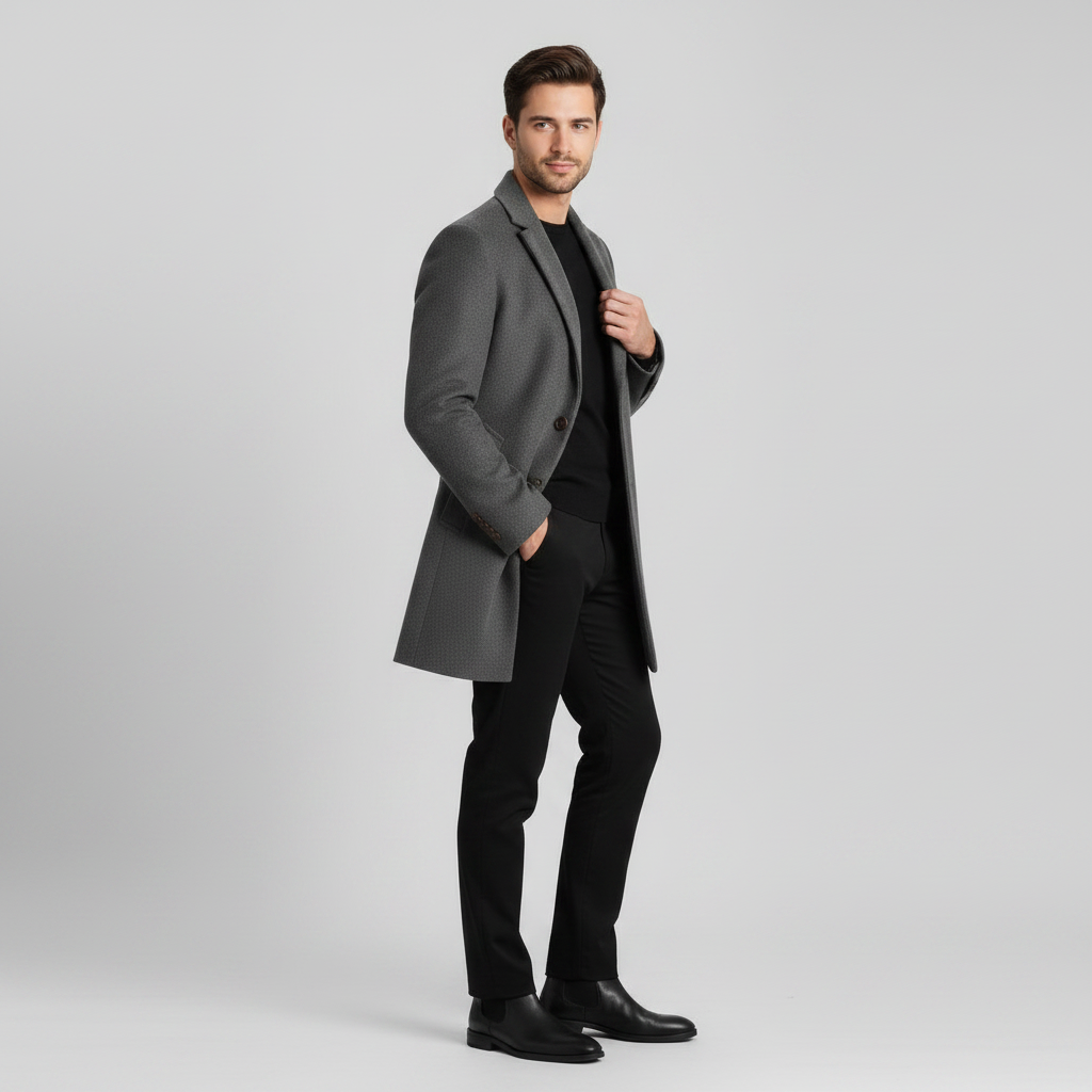 Men's Notched Lapel Overcoat | Classic Men's Coat