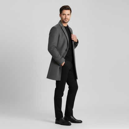 Men's Notched Lapel Overcoat | Classic Men's Coat