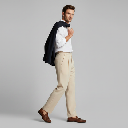 Men's Pleated Trousers | Straight Fit Formal Pants
