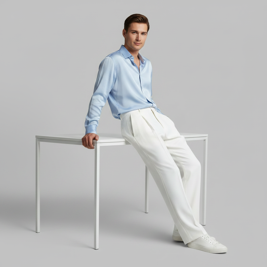 Men's Pleated Trousers | Straight Fit Formal Pants