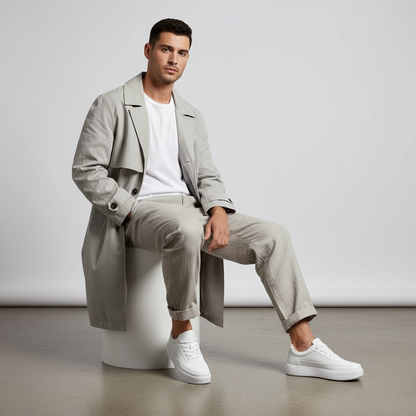 Men's White Platform Sneakers | Casual Trainers