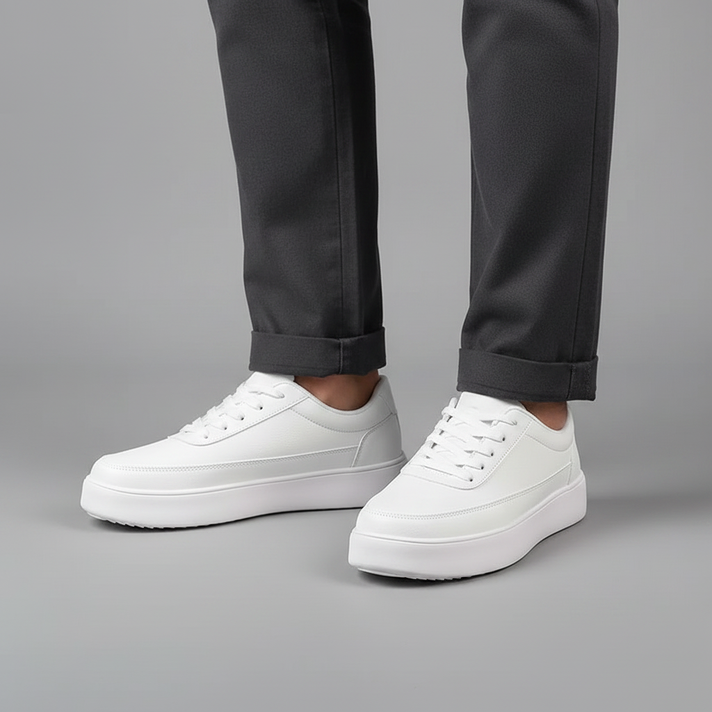 Men's White Platform Sneakers | Casual Trainers