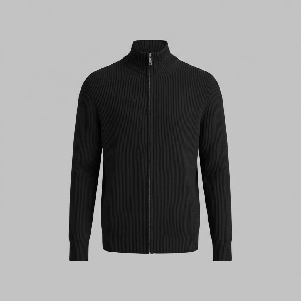 Men's Slim Fit Zip Up Cardigan | Ribbed Knit Style 5