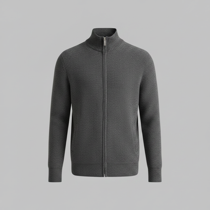 Men's Slim Fit Zip Up Cardigan | Ribbed Knit Style 6