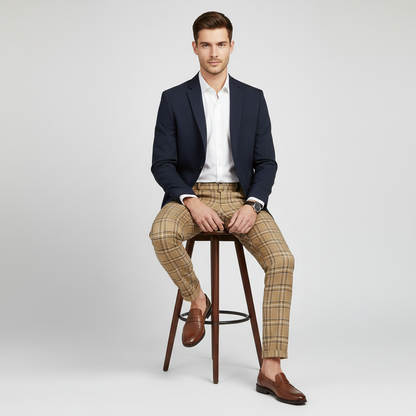 Sasha Checked Chinos | Men's Casual Trousers