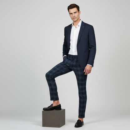 Sasha Checked Chinos | Men's Casual Trousers