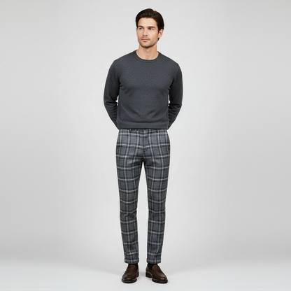 Sasha Checked Chinos | Men's Casual Trousers