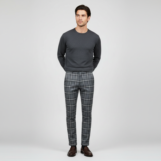 Sasha Checked Chinos | Men's Casual Trousers
